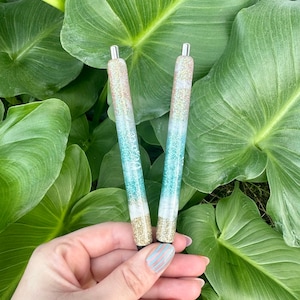 Pastel Glitter Pen Beach, Glitter Pen Custom, Glitter Pen Epoxy, Glitter Pen Inkjoy, Glitter Pen Personalized, Custom Pen Gift