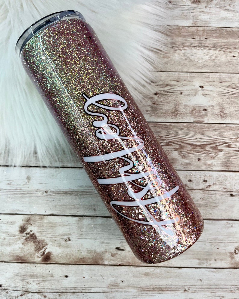 Rose Gold Ombre Glitter Epoxy Tumbler White and Blush Pink Etsy