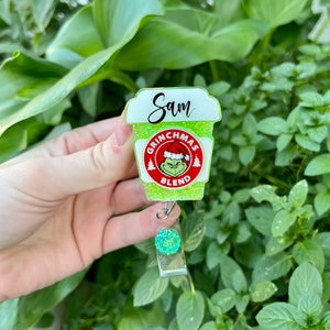 Christmas Blend Coffee Badge Reel, Green Glitter Nurse Badge Reel, Badge Reel Nurse, Badge Reel Custom, Badge Reel Personalized