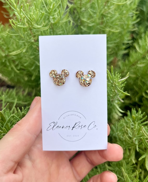 Buy Chunky Gold Glitter Mouse Stud Earrings, Glitter Mouse Stud Earrings,  Gifts for Children, Glitter Stud Earrings, Handmade Stud Earrings Online in  India 