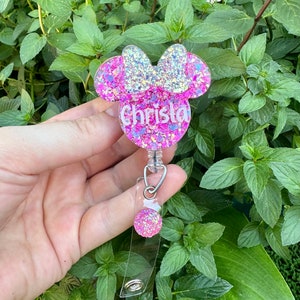 Custom Mouse Head Badge Reel, Badge Reel Nurse, Nurse Glitter Badge Reel, Badge Reel Personalized, Labor and Delivery