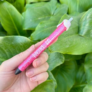 Hot Pink Ice Cream Glitter Pen, Glitter Pen Custom, Glitter Pen Epoxy, Glitter Pen Inkjoy, Glitter Pen Personalized, Custom Pen Gift
