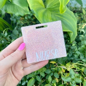 Lichtroze Glitter Badge Buddy, Horizontale Badge Buddy, Verticale Badge Buddy, Lvn Cna Badge Buddy, Verpleegkundige ID Houder, RN Gift
