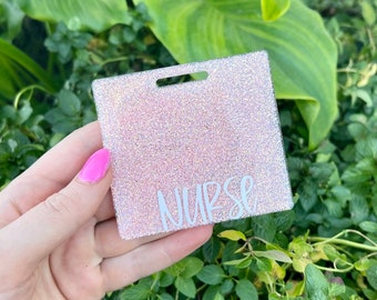 Light Pink Glitter Badge Buddy, Horizontal Badge Buddy, Vertical Badge Buddy,  Lvn Cna Badge Buddy, Nurse ID Holder, RN Gift