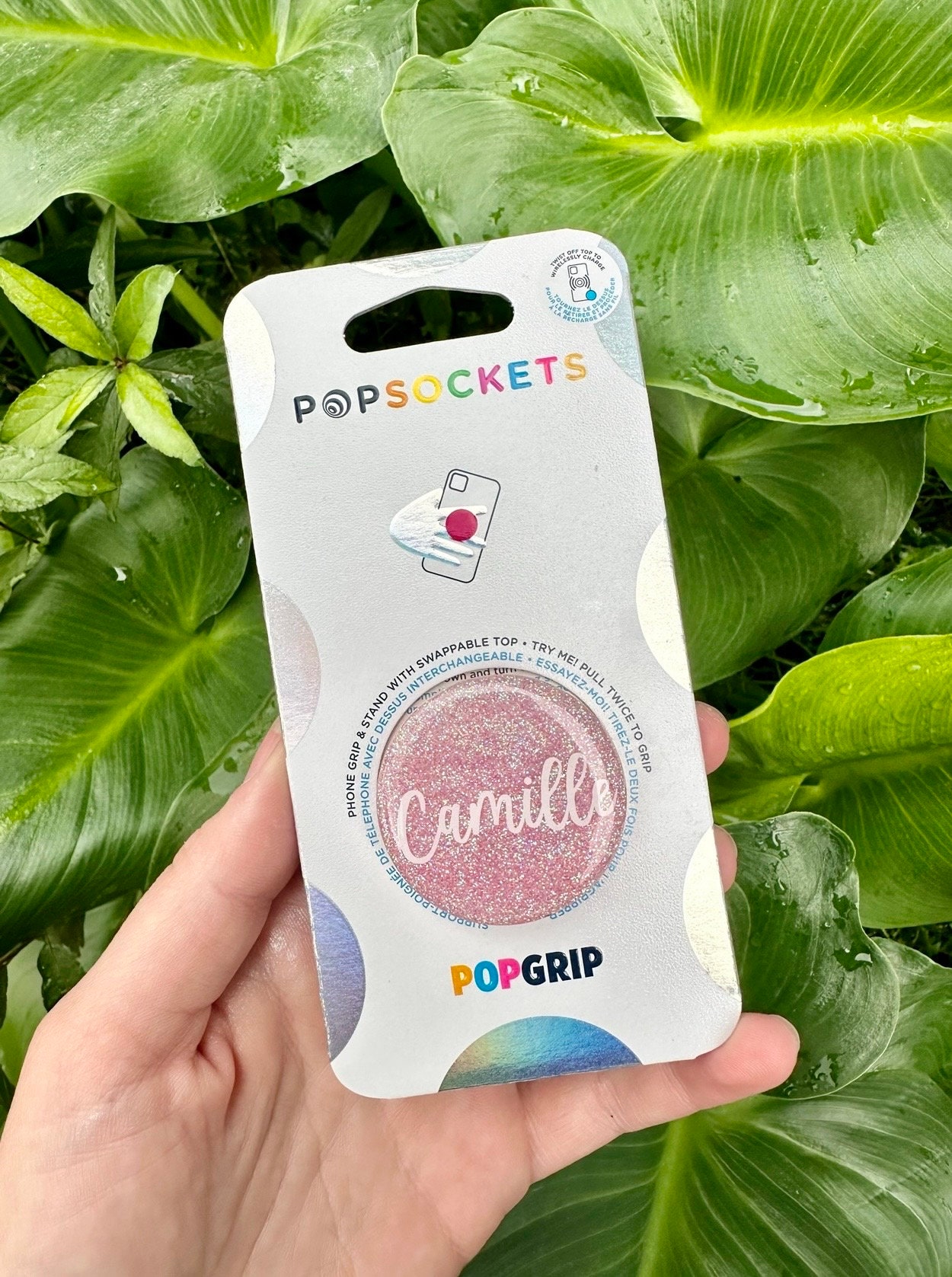 Custom Glitter Round Phone Grip, Create Your Own Custom Pop Grip, Glitter Phone Socket, Custom Phone Accessory
