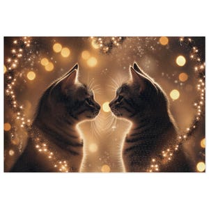 Jigsaw Puzzle - Cat Christmas Love, Holiday Gift, Cat Lover Present, Puzzle Game, Family Activity, Cat Puzzle for Adults