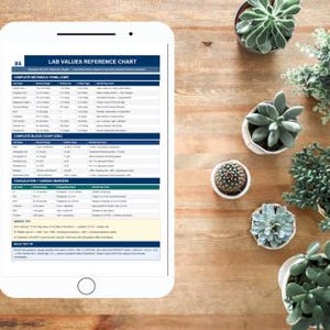 NCLEX Lab Values Reference Chart | Nursing Lab Values Cheat Sheet | Cmp Cbc Coag Cardiac Markers | RN Study Guide | Digital Download