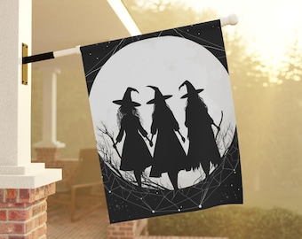 Bandera de bruja, pancarta de Halloween, banderín para exteriores, decoración de jardín, bandera de casa, decoración de Samhain