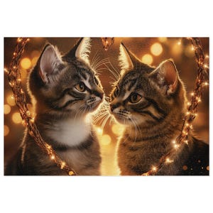 Jigsaw Puzzle - Cat Christmas Love, Holiday Gift, Cat Lover Present, Puzzle Game, Family Activity, Cat Puzzle for Adults