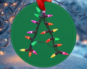 Adorno navideño personalizado con el alfabeto: adorno acrílico con inicial