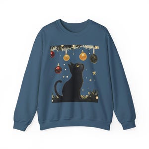 Black Cat Christmas Tree Sweatshirt: Cozy Holiday Cat Lover Gift