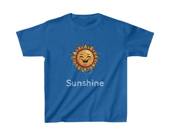 T-shirt en coton épais Sunshine Kids, t-shirt graphique soleil mignon pour enfants, chemise d'été garçons filles tout-petits, cadeau positivité, t-shirt amoureux du soleil