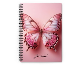 Butterfly Dreams Journal - Pink and Elegant Spiral Notebook