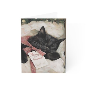 Wenskaarten, ontwerp kerstkat - kerstcadeauset, feestelijke kattenkaarten, grootverpakking kaarten, illustratie schattige dieren, kerstcadeau