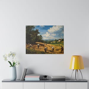 Vintage Harvest Scene Matte Canvas Eco-Friendly Framed Wall Art