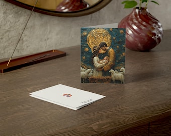 Blank - Greeting Cards Set - Mary and Joseph with Baby Jesus, Holiday Card Pack, Festive Biblical Cards, Christian