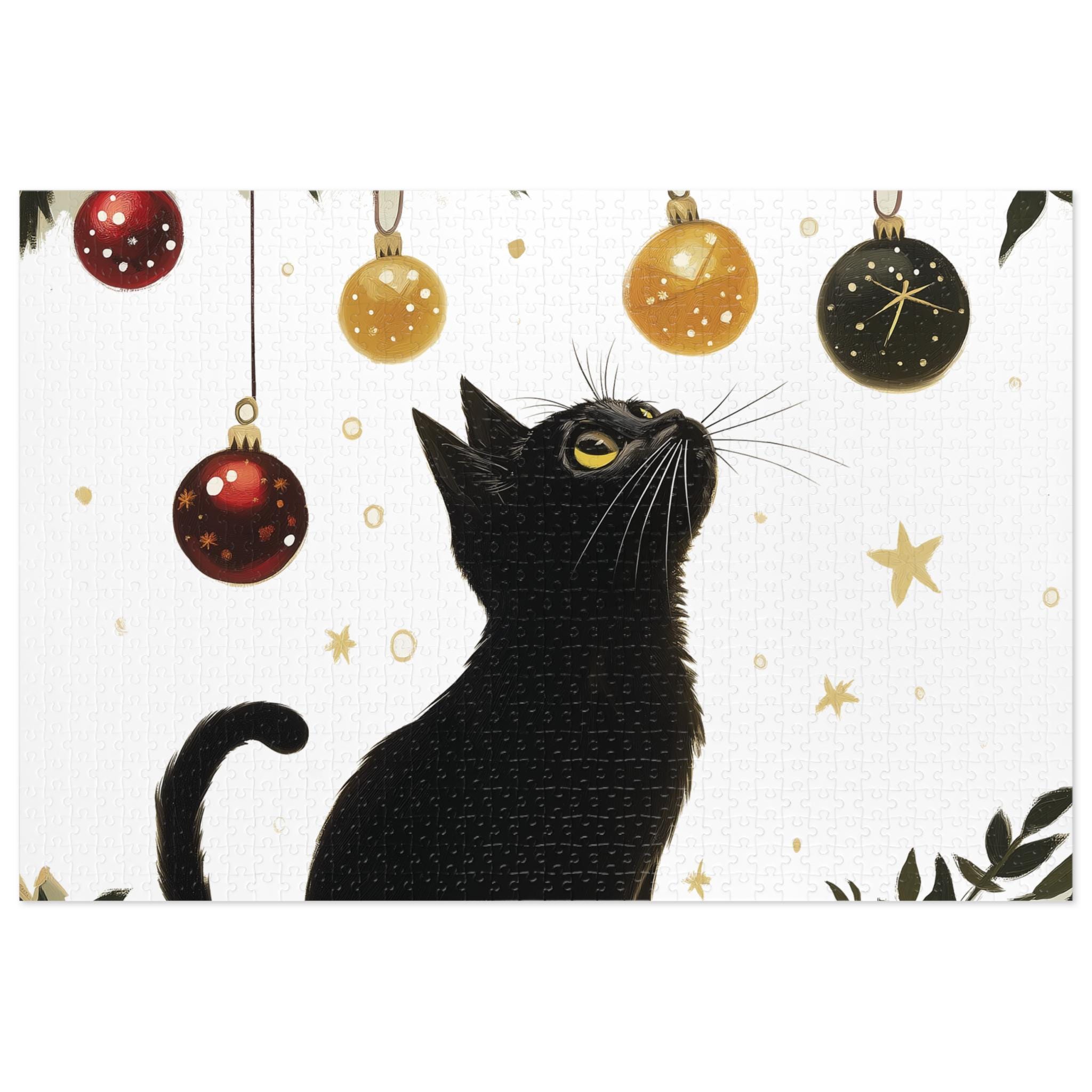 黒猫のクリスマスオーナメントジグソーパズル：ホリデーパズルゲーム