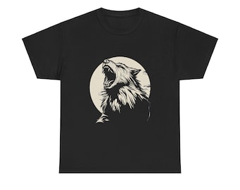 Howling Wolf Moon Unisex Cotton T-Shirt Unleash Your Wild Side
