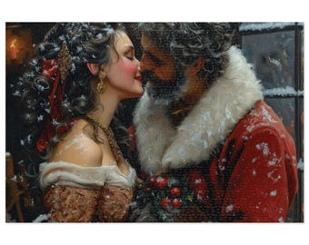 Jigsaw Puzzle - Santa's Kiss Christmas Scene, Holiday Puzzle for Adults and Kids, 30-1000 Pieces, Winter Game, Xmas Gift, Festive Jigsaw