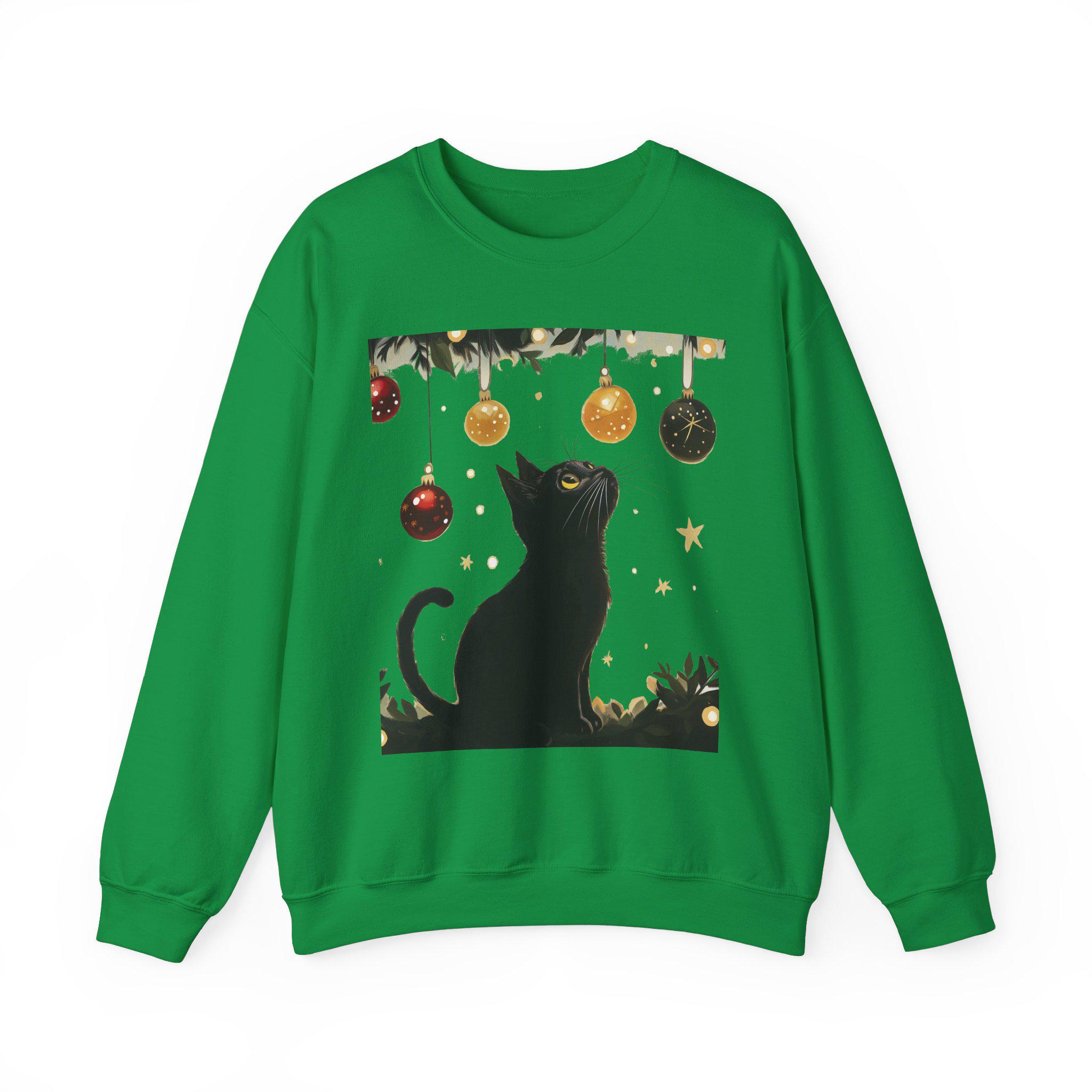 Black Cat Christmas Tree Sweatshirt: Embroidered Holiday Cat Lover