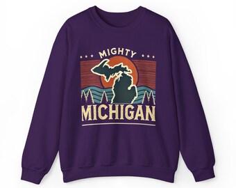 Mighty Michigan Great Lakes Sweatshirt, Unisex Sweatshirt, Crewneck Jumper, Lake Life Sweatshirt, Michigan Lover Gift, Great Lakes Apparel