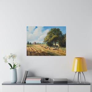 Vintage Harvest Scene Matte Canvas Eco-Friendly Framed Wall Art