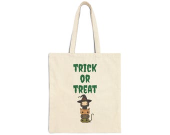 Halloween Cotton Canvas Tote Bag: Trick or Treat Party Favor