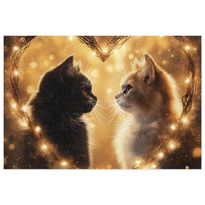 Jigsaw Puzzle - Cat Christmas Love, Holiday Gift, Cat Lover Present, Puzzle Game, Family Activity, Cat Puzzle for Adults
