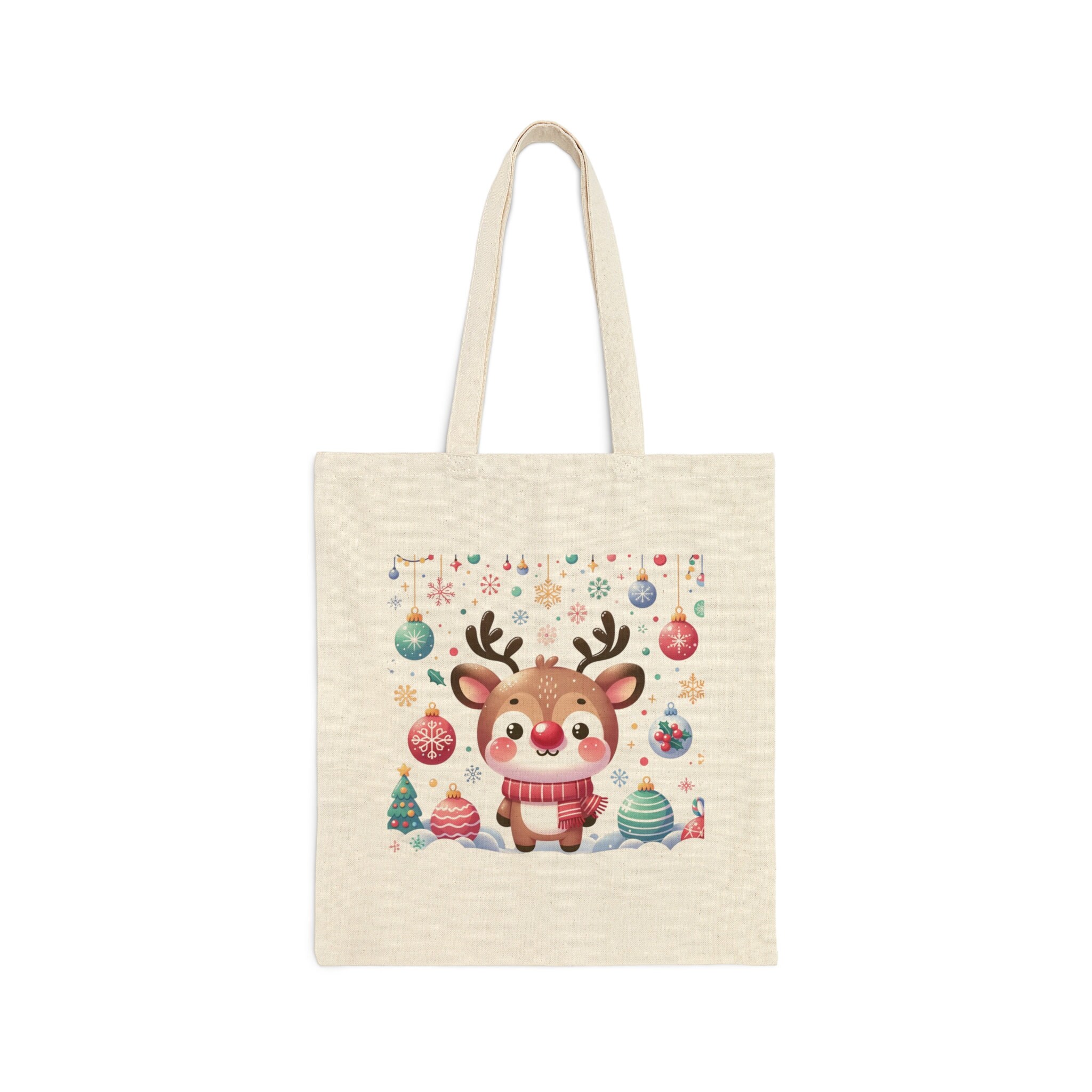 Borsa Tote In Tela Natalizia Con Cane Scarabocchio Dorato - Shopping Riutilizzabile 33x38 Cm, Borsa Donna Per Lavoro, Viaggi, Regalo