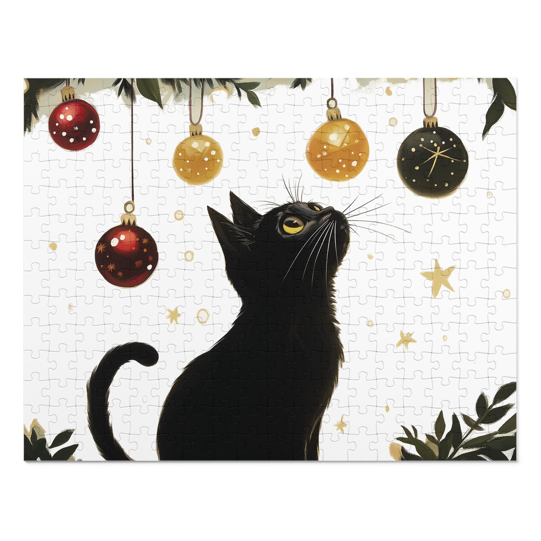黒猫のクリスマスオーナメントジグソーパズル：ホリデーパズルゲーム