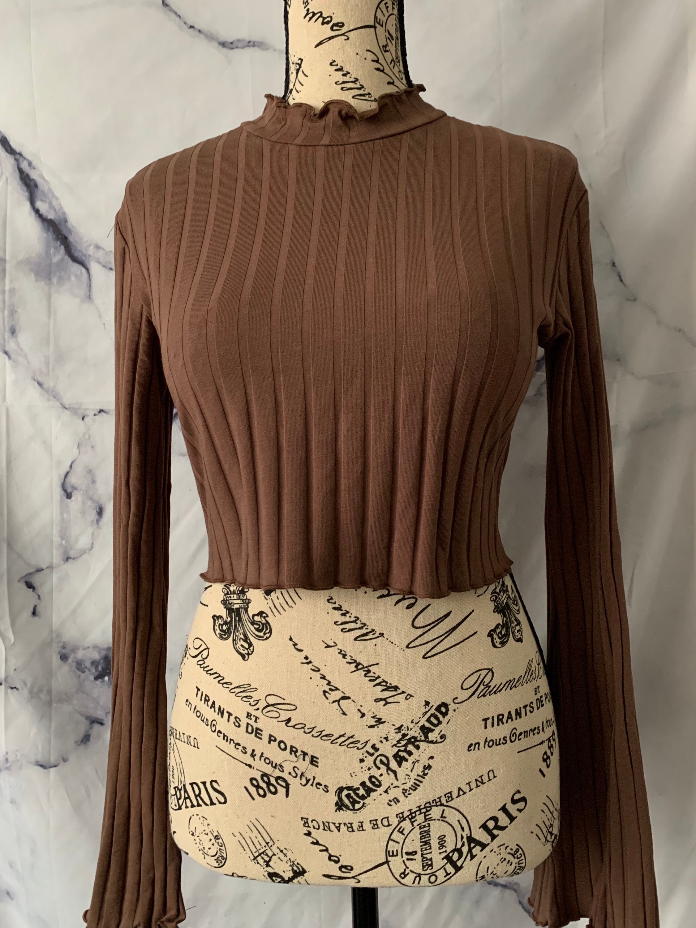 Turtleneck Lettuce Trim Long Sleeve - Etsy
