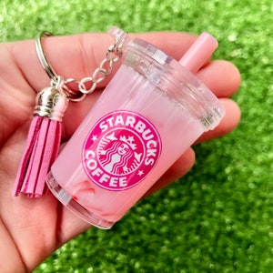 Mini Coffee Keychain //inspired Drink Keychain// Pink Drink 