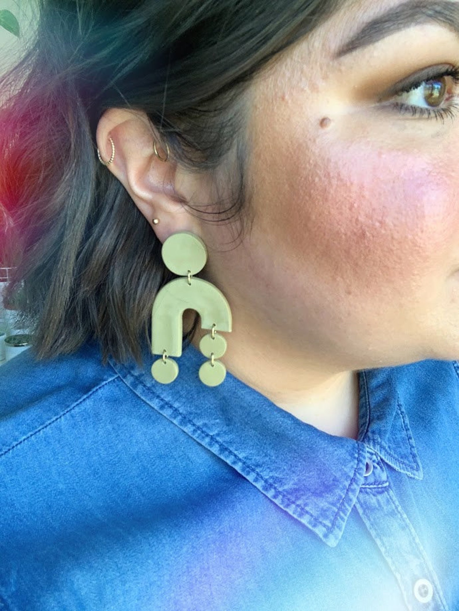 Handmade Clay Earrings Arched and Dot Drop Earrings Etsy