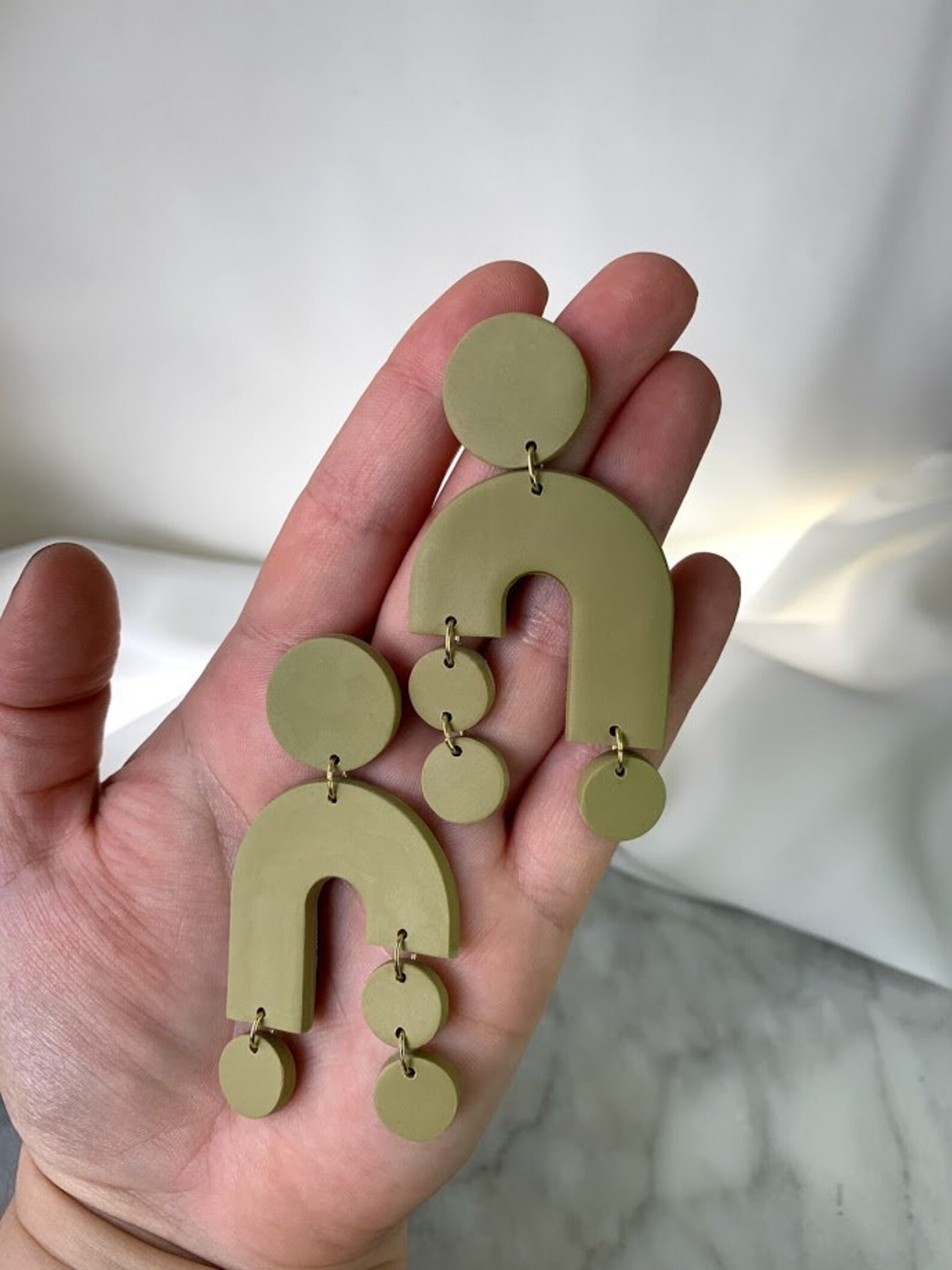 Handmade Clay Earrings Arched and Dot Drop Earrings Etsy