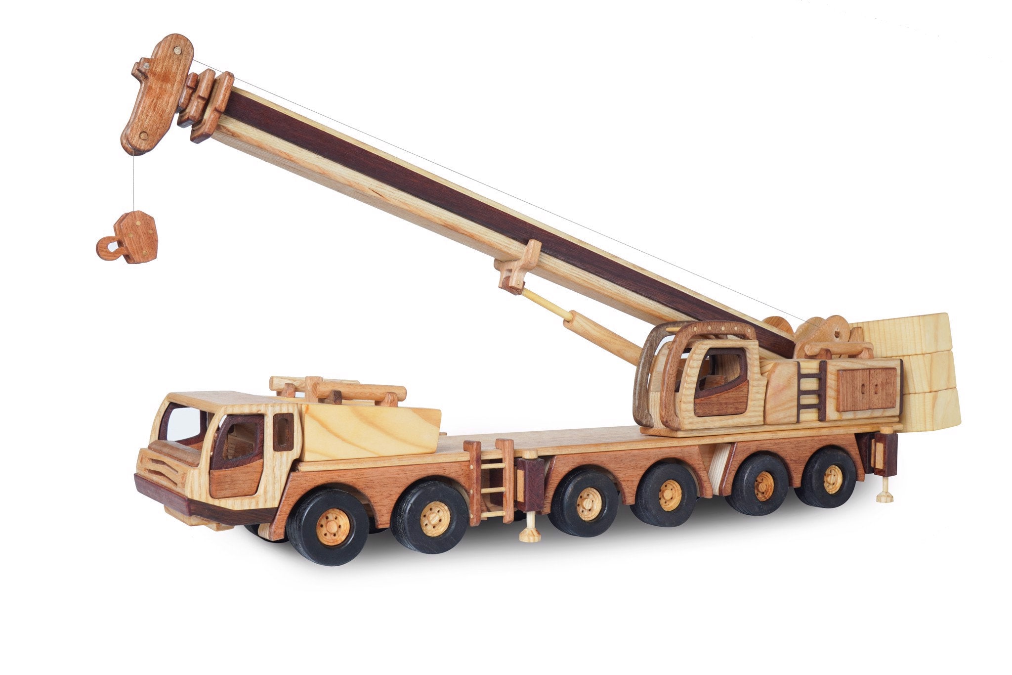 Natural wooden crane truck model natural wood | Etsy