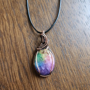 Rainbow Quartz Pendant - Handmade Jewelry, Rainbow Necklace, Wire Wrapped Necklace, Pendant, Crystal Necklace, Gift For Her