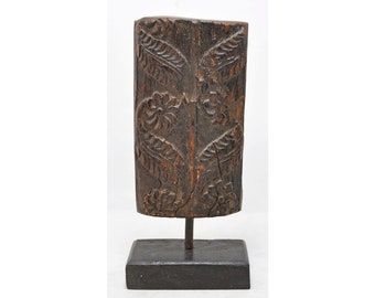 Antique Wooden Floral Carving Panel Plaque Original Old Hand Carved
