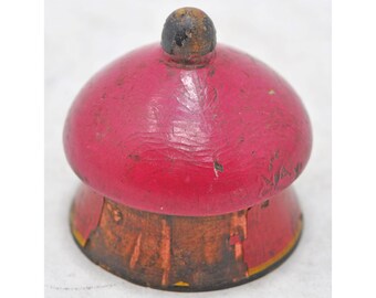 Antique Wooden Kum Kum Powder Tika Box Original Old Hand Carved Lacquered