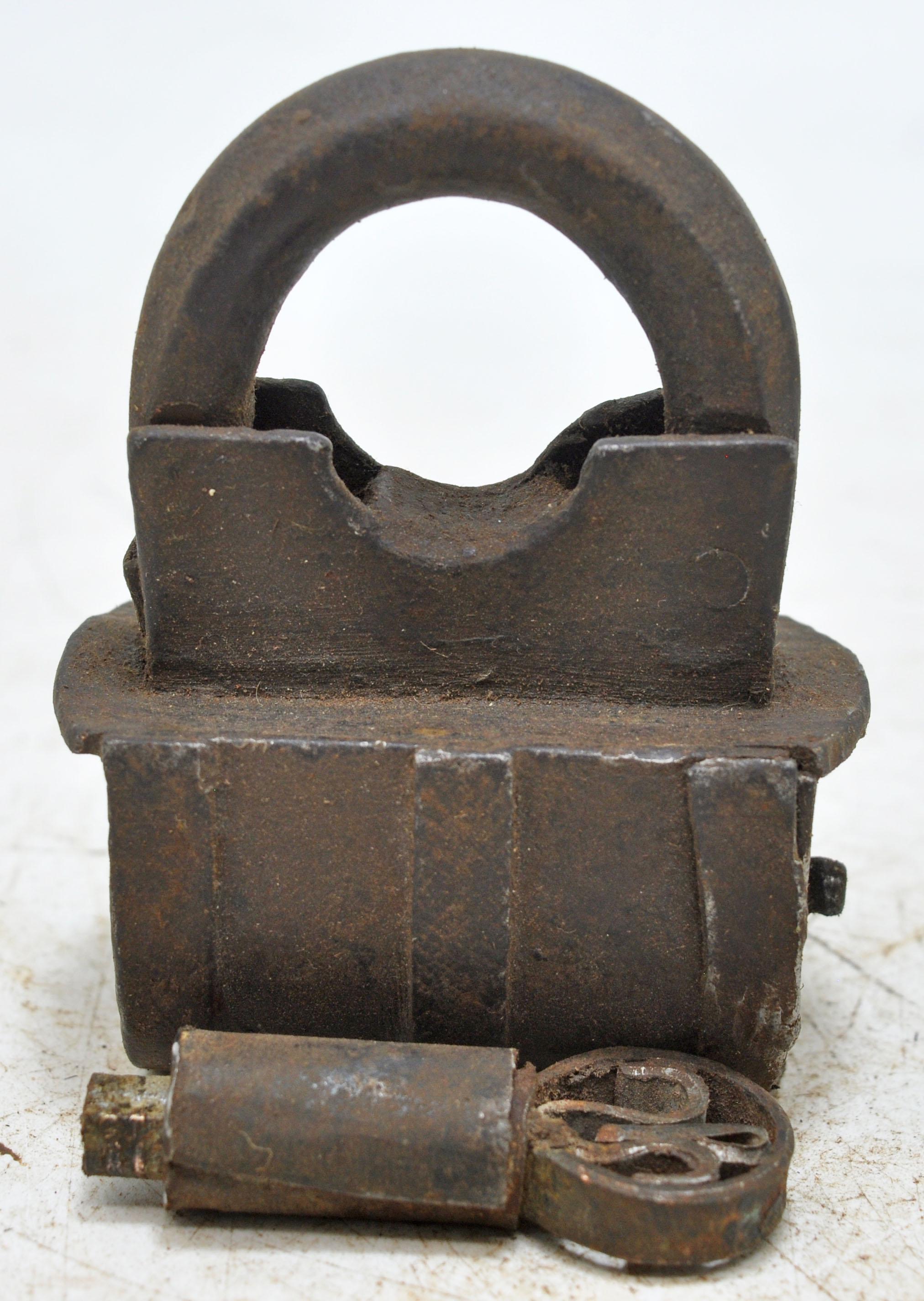 First Springless Lock Antique Iron Spring Lever System Pad Lock Original Old Hand Crafted ...