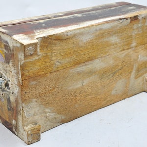 Reclaimed Salvage Wooden Vanity Box With Mirror Hand Crafted Original Colors image 10