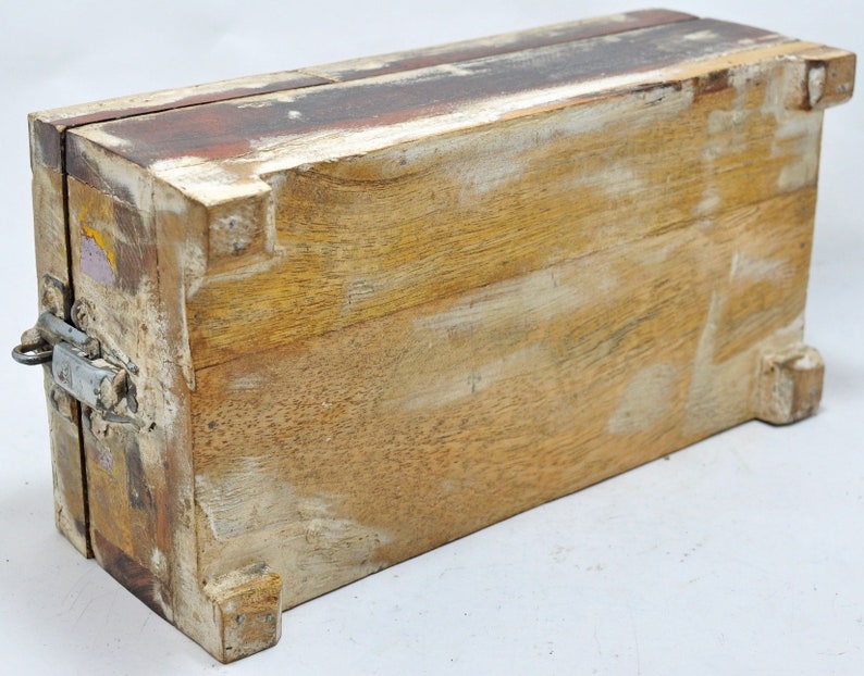 Reclaimed Salvage Wooden Vanity Box With Mirror Hand Crafted Original Colors image 10