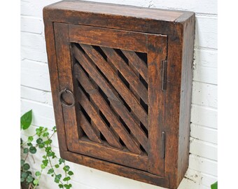 Vintage Wooden Wall Décor Key Hanging Cabinet Box Original Old Hand Crafted