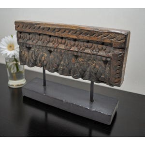 Antique Wooden Floral Carving Panel Plaque Original Old Hand Carved