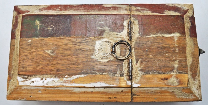 Reclaimed Salvage Wooden Vanity Box With Mirror Hand Crafted Original Colors image 6