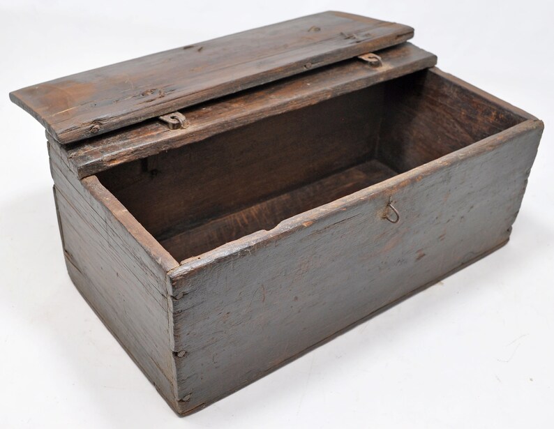 Antique Wooden Storage Chest Trunk Box Original Old Hand Etsy