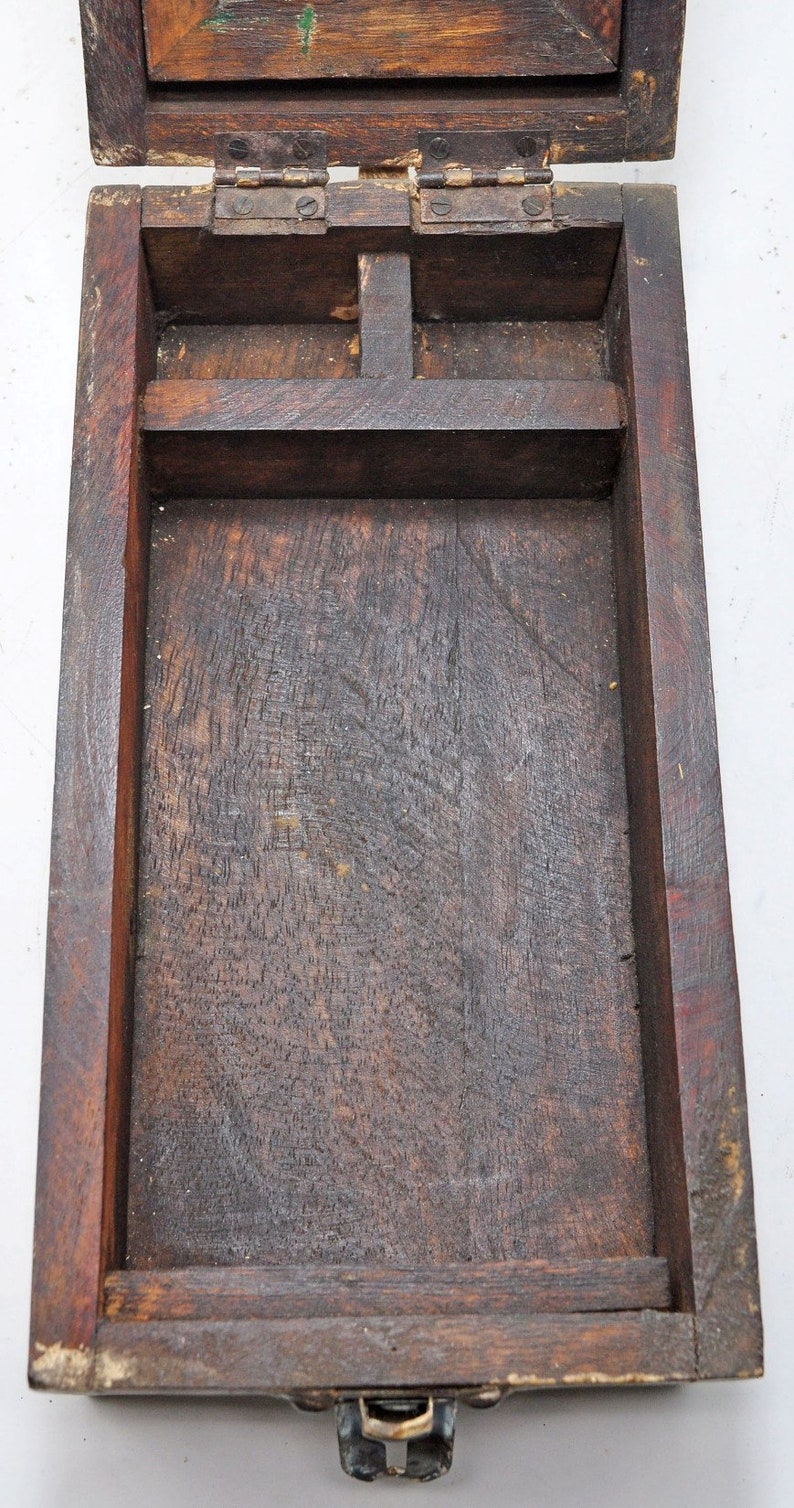 Reclaimed Salvage Wooden Vanity Box With Mirror Hand Crafted Original Colors image 9