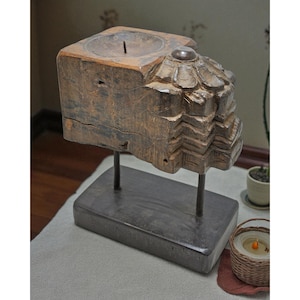 Antique Wooden Bracket Carving Candle Holder Original Old Hand Carved