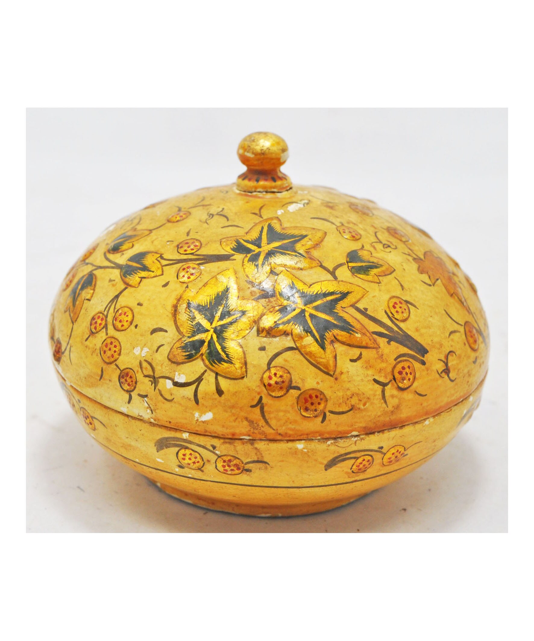 Antique Wooden Round Jewellery Box Original Old Hand Carved Etsy