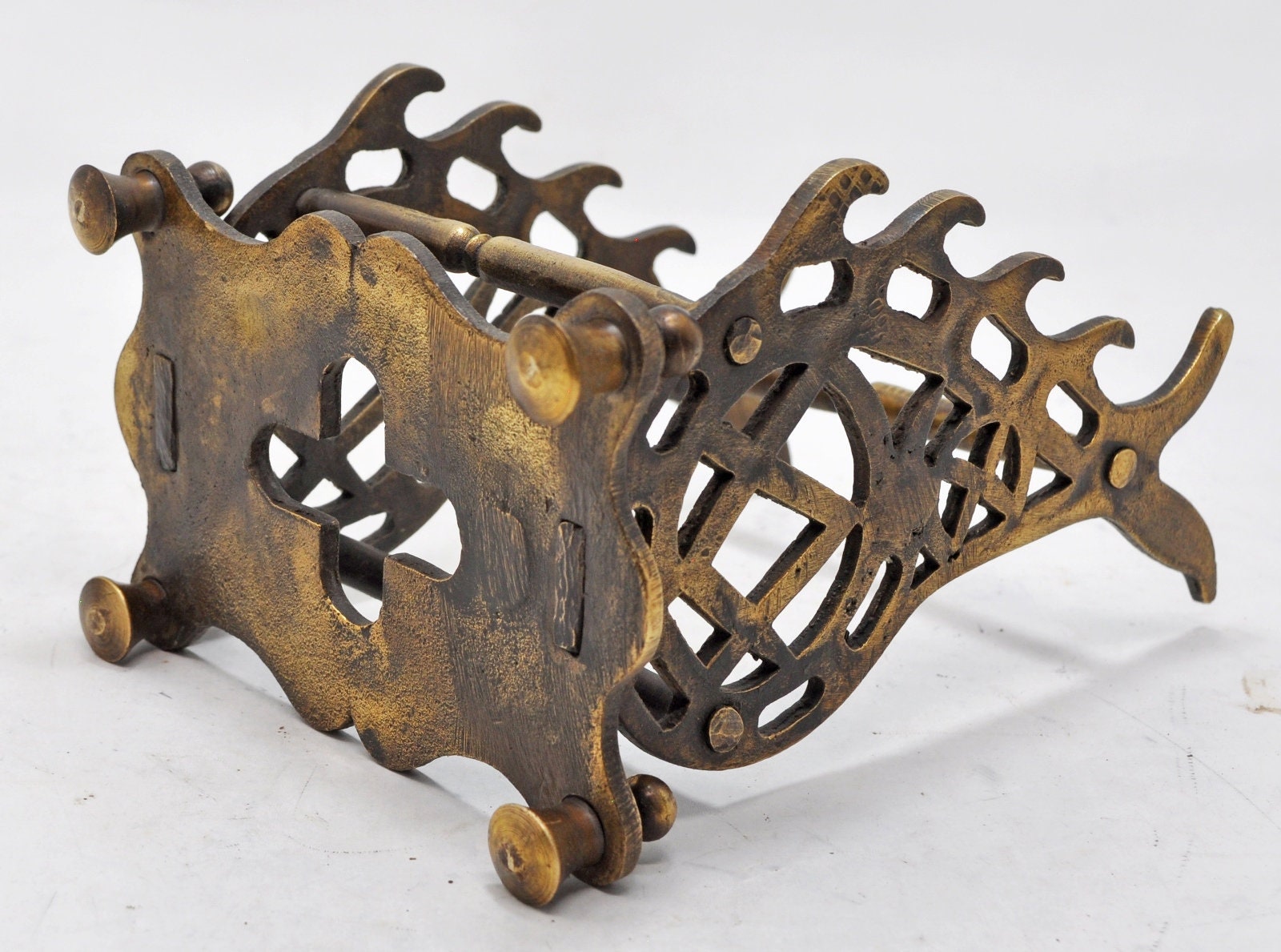 Vintage Brass Pen Stand Original Old Hand Crafted Engraved Etsy