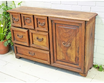Vintage Wooden Miniature Cabinet Shaped Storage Box Original Old